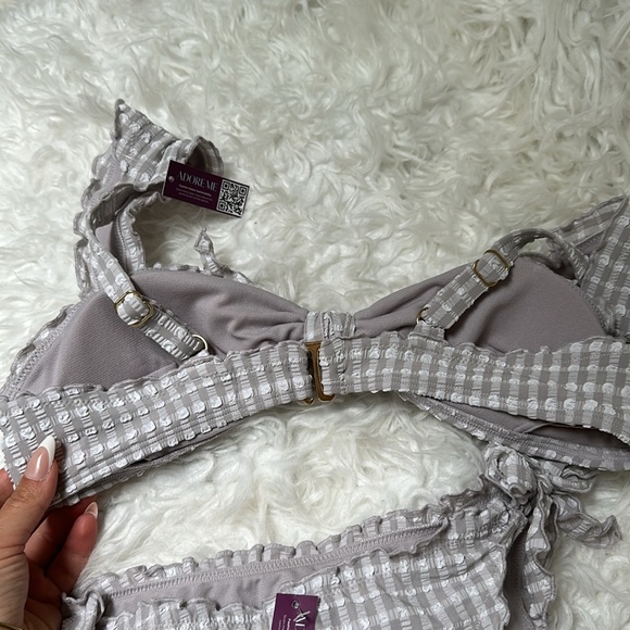 BRAND NEW Adore me Steph contour checked print bikini set in grey - Picture 3 of 8